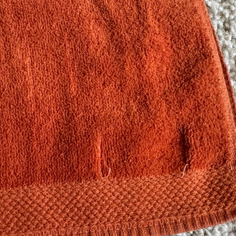 Vintage Orange Bath Towel with Cream Butterfly